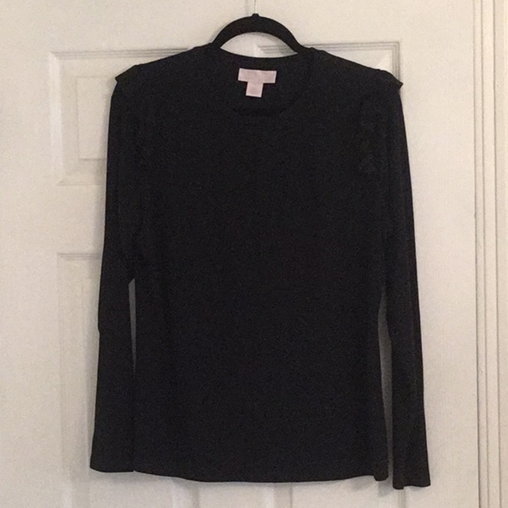 Rachel Parcell Black Ruffle Shoulder Detail Top